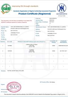 SONCAP Product Certificate — Nigeria